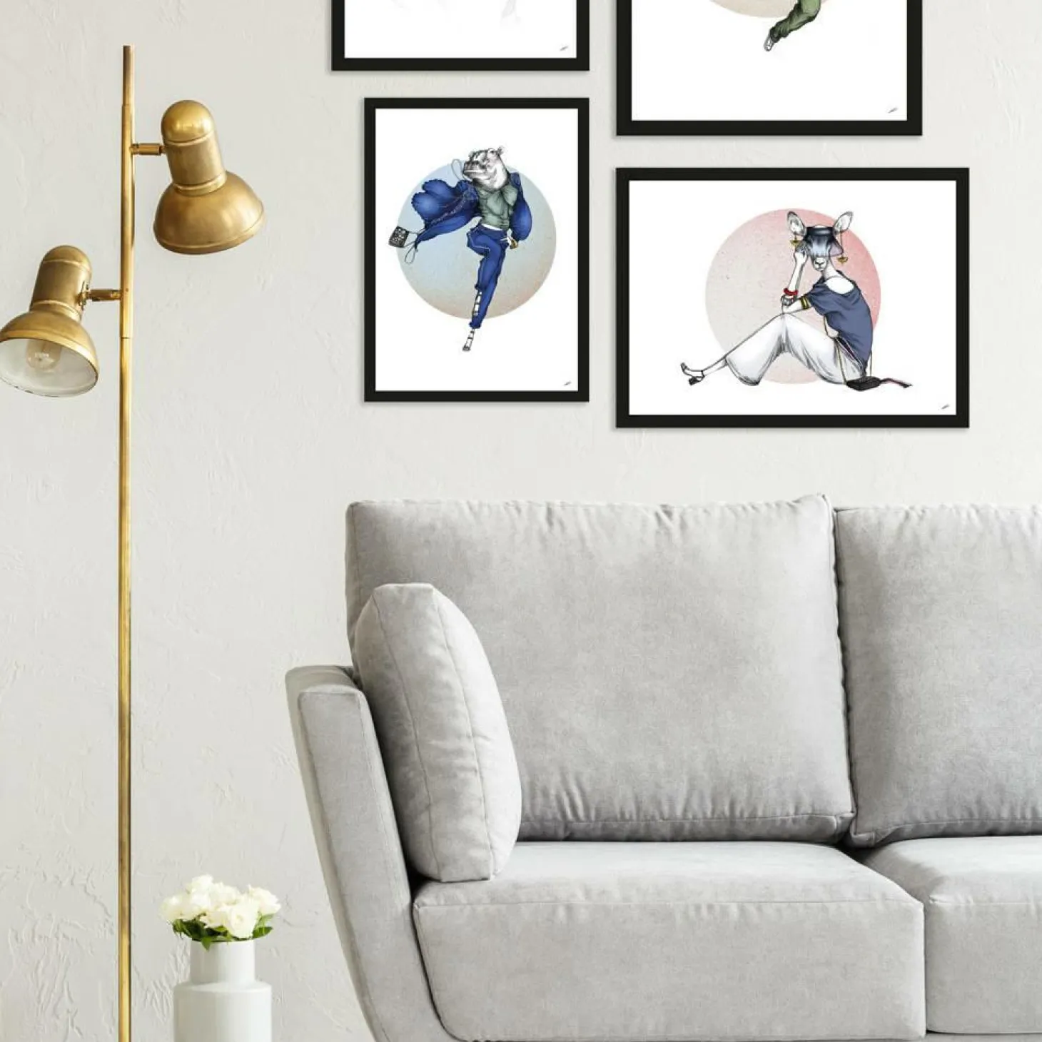 Art Print Hippo - zelf samenstellen - Loft24.nl