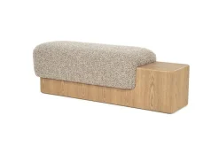 Bankje George Bouclé en essenhout 133cm - Taupe - Loft24.nl