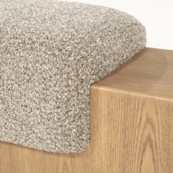 Bankje George Bouclé en essenhout 133cm - Taupe - Loft24.nl