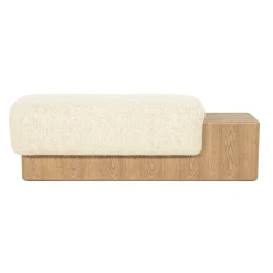Bankje George Bouclé en essenhout 133cm - Beige - Loft24.nl