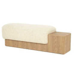 Bankje George Bouclé en essenhout 133cm - Beige - Loft24.nl