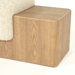 Bankje George Bouclé en essenhout 133cm - Beige - Loft24.nl