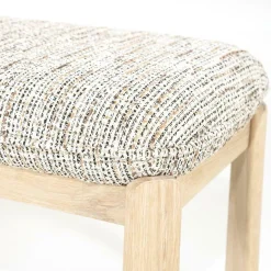 Bankje Lottie Geweven stof en eikenhout 143cm - Taupe - Loft24.nl