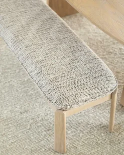 Bankje Lottie Geweven stof en eikenhout 143cm - Taupe - Loft24.nl