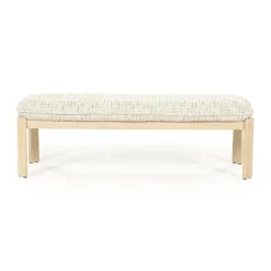 Bankje Lottie Geweven stof en eikenhout 143cm - Beige - Loft24.nl