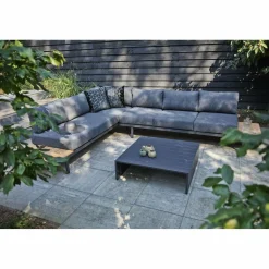 Bari loungeset aluminium polywood incl kussens donkergrijs - Loft24.nl