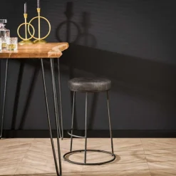 Barkruk Crik PU Leer - Grijs (zithoogte 65cm) - Loft24.nl