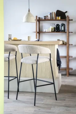 Barkruk Luka Bouclé - taupe (zithoogte 68cm) - Loft24.nl