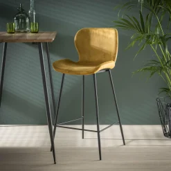 Barkruk Velvet Ronde Buis Goud (zithoogte 67 cm) - Loft24.nl