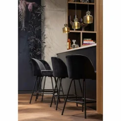 Barkruk Vogue Fluweel - Zwart (zithoogte 65cm) - Loft24.nl