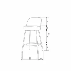 Barkruk Vogue Fluweel - Zwart (zithoogte 65cm) - Loft24.nl