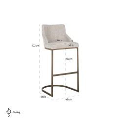 Barstoel Bolton Naturel - zithoogte 76.5cm - Loft24.nl