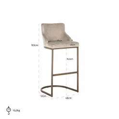 Barstoel Bolton Velvet Khaki - zithoogte 76.5cm - Loft24.nl