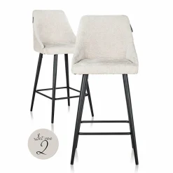 Barstoel Brooke Chenille Creme - zithoogte 67cm - Loft24.nl