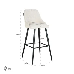 Barstoel Brooke Chenille Creme - set van 2 - Loft24.nl