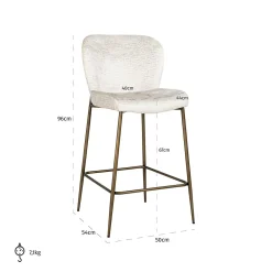 Barstoel Darby Chenille Creme - zithoogte 68cm - Loft24.nl