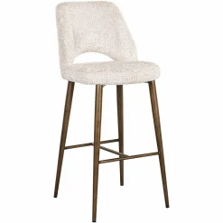 Barstoel Delphine Chenille Crème - zithoogte 76cm - Loft24.nl
