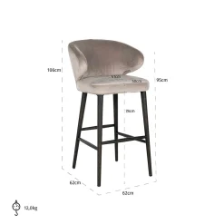 Barstoel Indigo Velvet Khaki - zithoogte 76cm - Loft24.nl