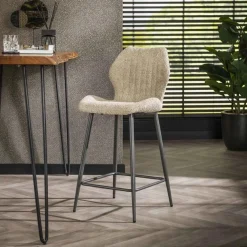 Barstoel Lende Bouclé Grijs (zithoogte 67 cm) - Loft24.nl