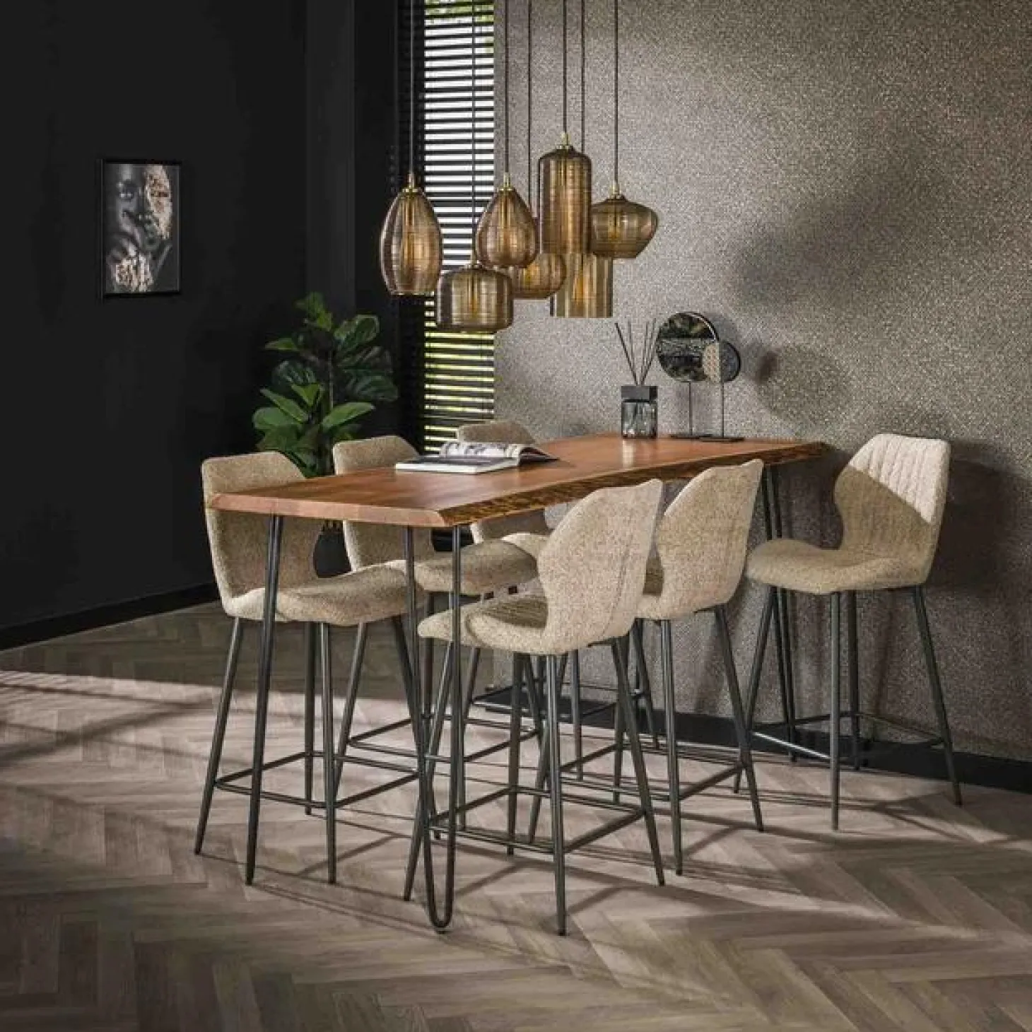 Barstoel Lende Bouclé Grijs (zithoogte 67 cm) - Loft24.nl