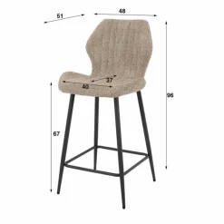 Barstoel Lende Bouclé Wit (zithoogte 67 cm) - Loft24.nl