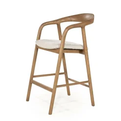 Barstoel Rayven Essen en stof Lichtbruin (zithoogte 65cm) - Loft24.nl