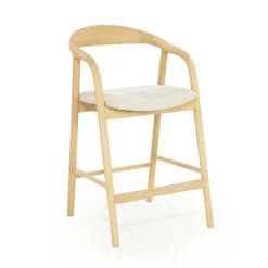 Barstoel Rayven Essen en stof Naturel (zithoogte 65cm) - Loft24.nl