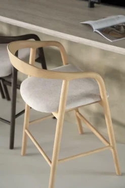 Barstoel Rayven Essen en stof Naturel (zithoogte 65cm) - Loft24.nl