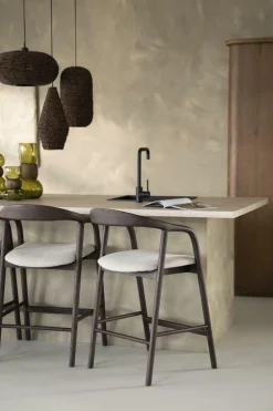 Barstoel Rayven Essen en stof Bruin (zithoogte 65cm) - Loft24.nl