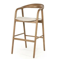 Barstoel Rayven Essen en stof Lichtbruin (zithoogte 65cm) - Loft24.nl