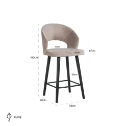 Barstoel Savoy Velve Khaki - zithoogte 68cm - Loft24.nl