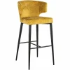Barstoel Taylor Chenille Mosterdgeel - zithoogte 76cm - Loft24.nl