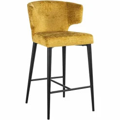 Barstoel Taylor Chenille Mosterdgeel - zithoogte 67cm - Loft24.nl