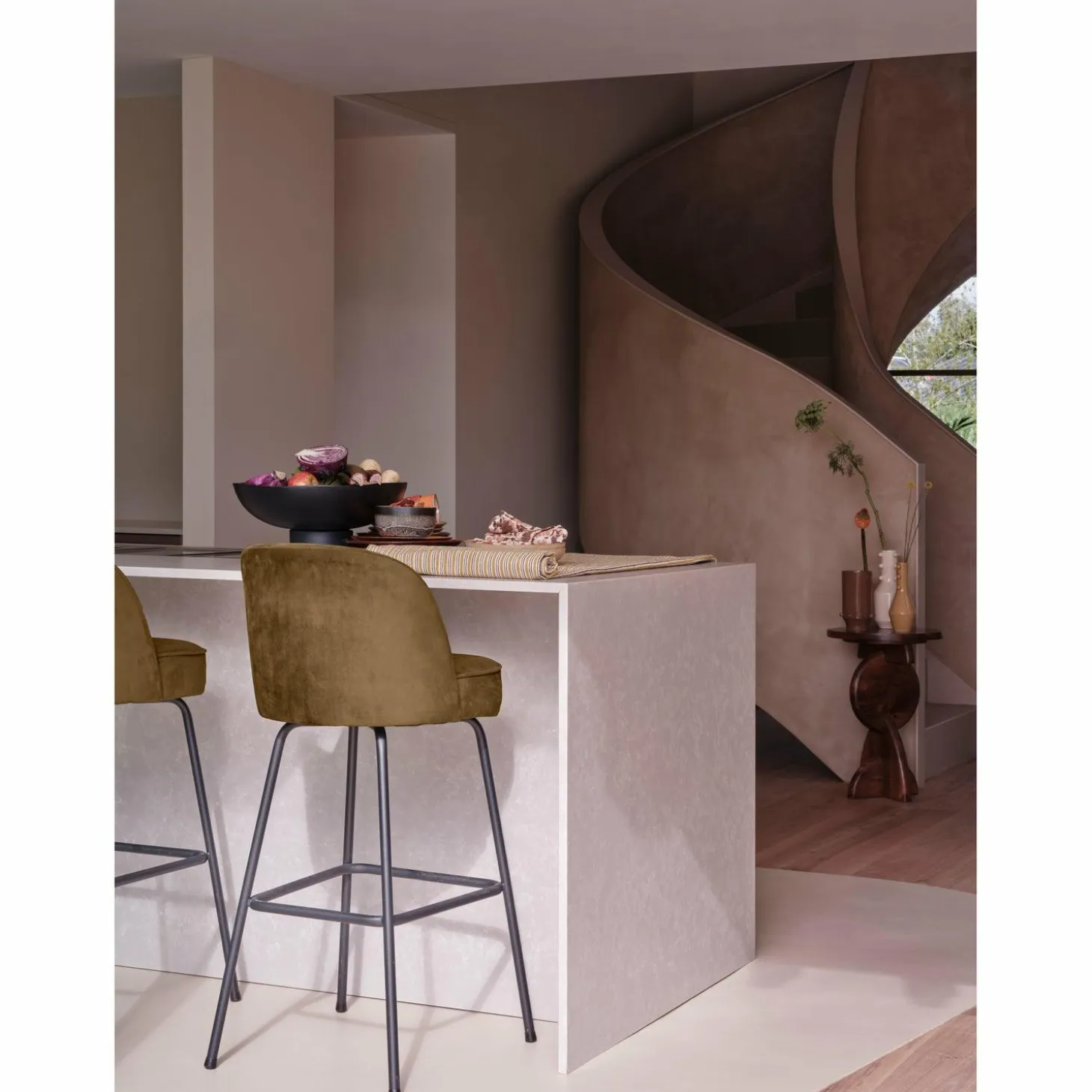 Barstoel Vogue Velvet - Honging Geel (zithoogte 79cm) - Loft24.nl