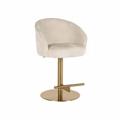 Barstoel Zabi Chenille Wit - zithoogte 60 - 87cm - Loft24.nl