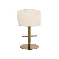 Barstoel Zabi Chenille Wit - zithoogte 60 - 87cm - Loft24.nl