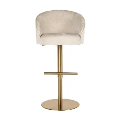 Barstoel Zabi Chenille Wit - zithoogte 60 - 87cm - Loft24.nl