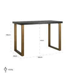 Bartafel Blackbone Eikenhout en staal - Loft24.nl