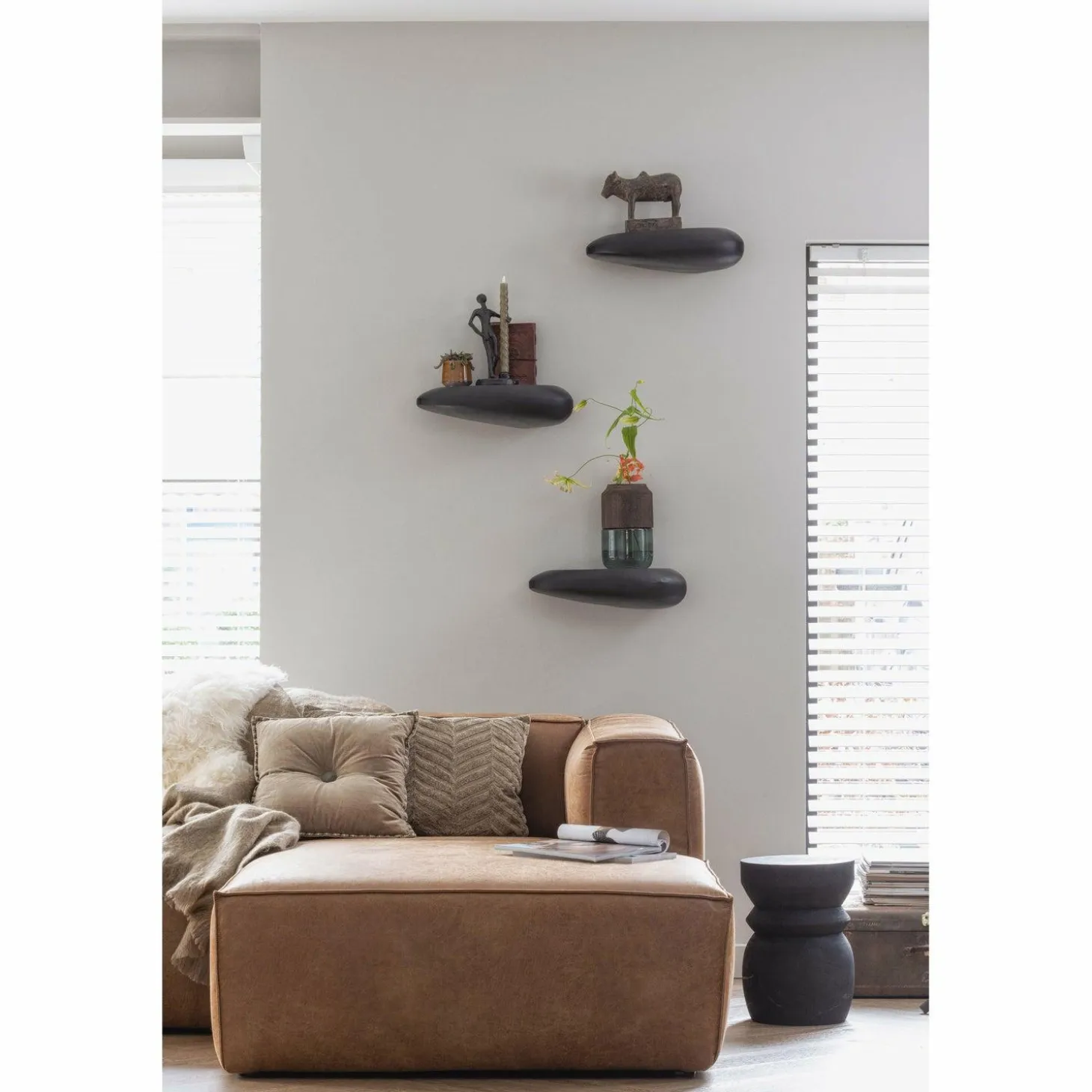 Bean hoekbank rechts cognac - Loft24.nl