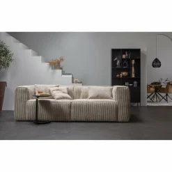 Bean 3,5-zits bank grove ribstof travertin - Loft24.nl