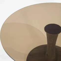 Bijzettafel Boogie Mangohout en glas 60 cm - Bruin - Loft24.nl