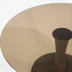 Bijzettafel Boogie Mangohout en glas 60 cm - Bruin - Loft24.nl