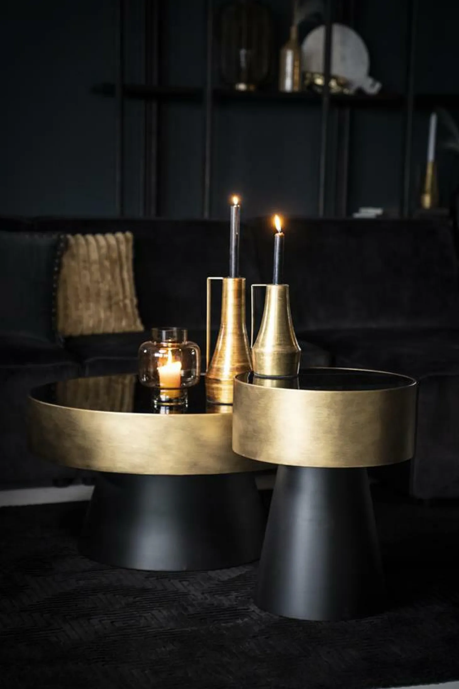 Bijzettafel Bunga klein - zwart/goud - Loft24.nl