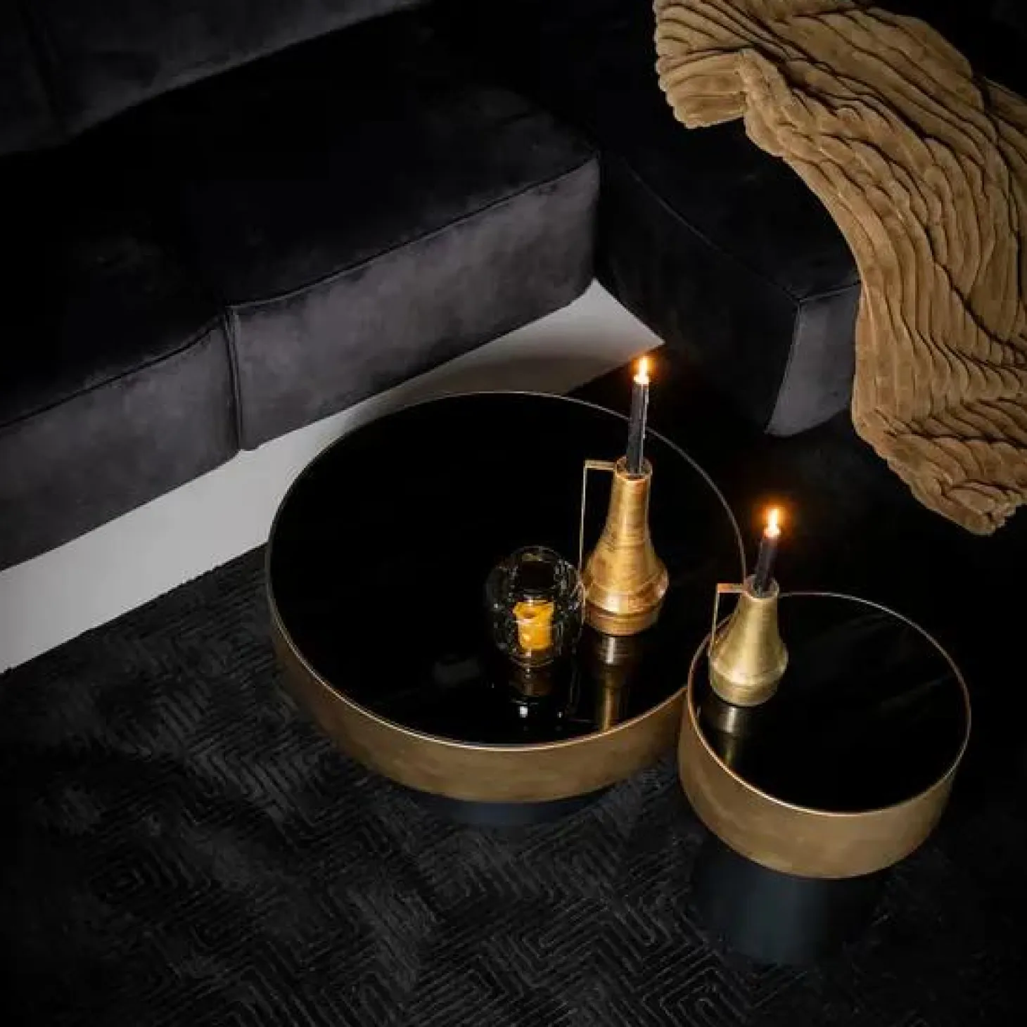 Bijzettafel Bunga klein - zwart/goud - Loft24.nl