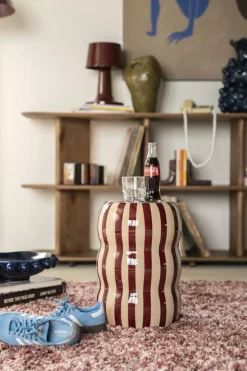 Bijzettafel Candice 28cm Beige/Burgundy - Loft24.nl