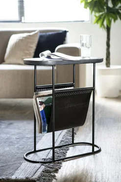 Bijzettafel Daily Marmer met tijdschriftenrek - zwart - Loft24.nl