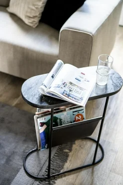 Bijzettafel Daily Marmer met tijdschriftenrek - zwart - Loft24.nl