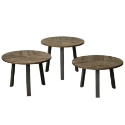 Bijzettafel Lazio Teakhout set van 3 stuks - grey - Loft24.nl