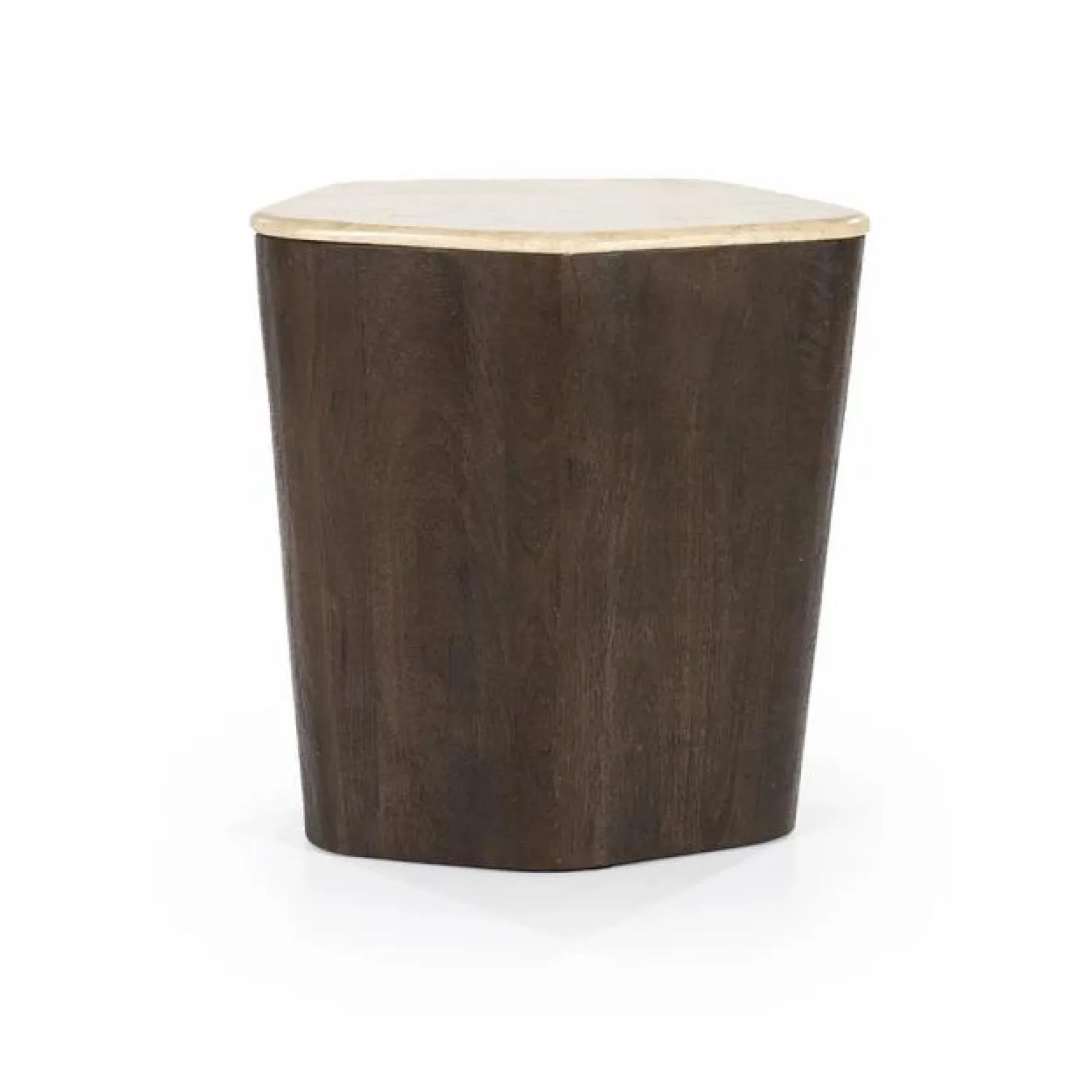 Bijzettafel Luna Mangohout en Travertin 50 x 40 cm - Loft24.nl