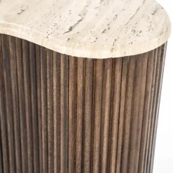 Bijzettafel Mari Mangohout en Travertin 50 x 33 cm - Loft24.nl